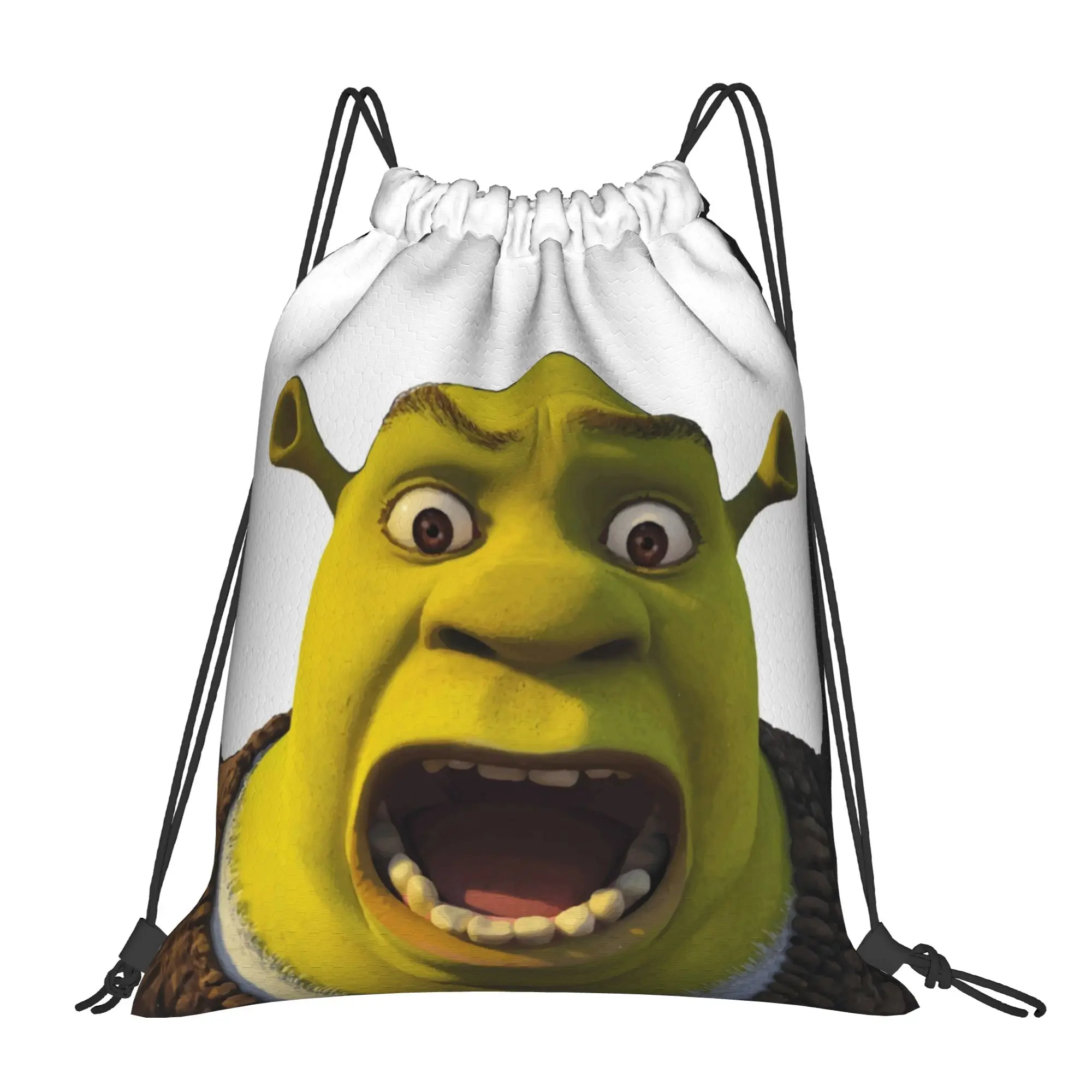 Surprised Shreks Drawstring Backpack Sports Gym Sackpack Funny Face Anime String Bag for Working Out 36cm (W) x 43cm (H)