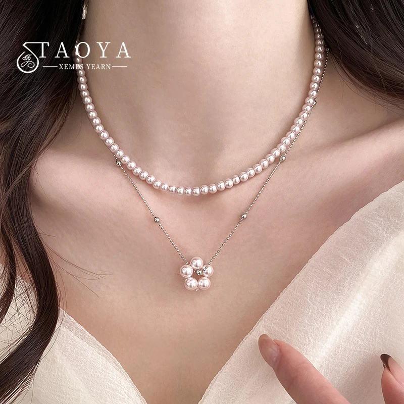 Manta Rose Lila Imitationsperlen Doppellagige Perlenkette Trendiger 2026 Neuer Stil Eleganter Modeschmuck Accessoire für Damen