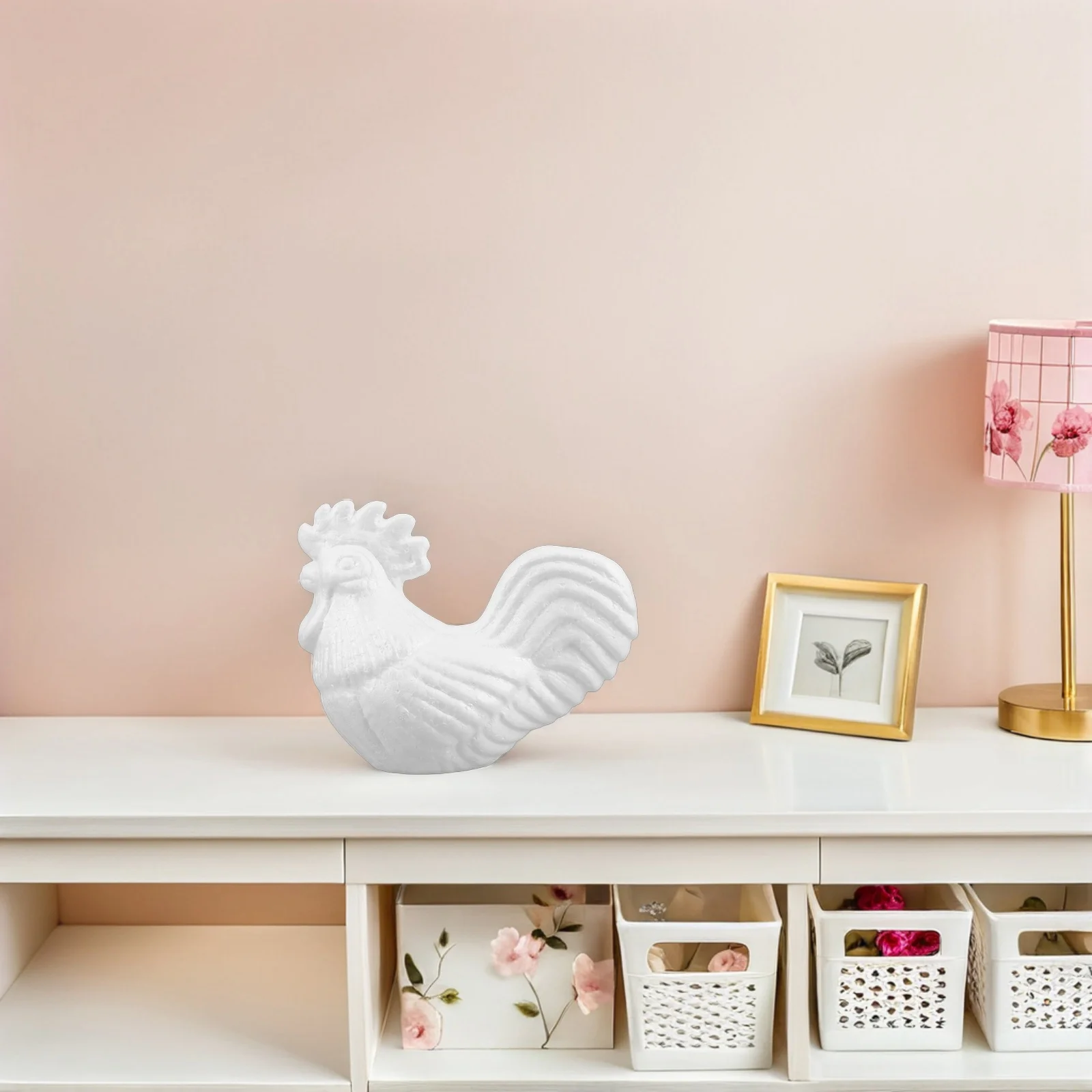 2Pcs Foam Rooster Ornaments Kids DIY Craft Painting Creative Blank Chicken Sculpture Safe Handmade Animal Sculpture Art Supplies