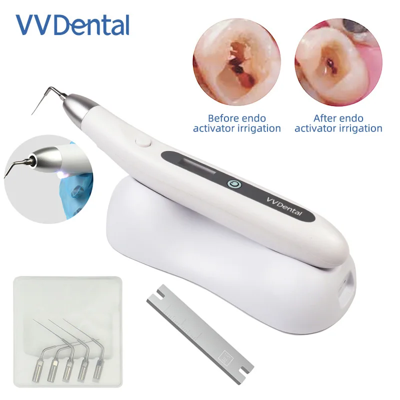 VV Dental LED Endo Ultra Activator Ultrasonic Irrigator Root Canal Ultrasonic Sacling Handpiece with 5pcs Endo Activator Tips