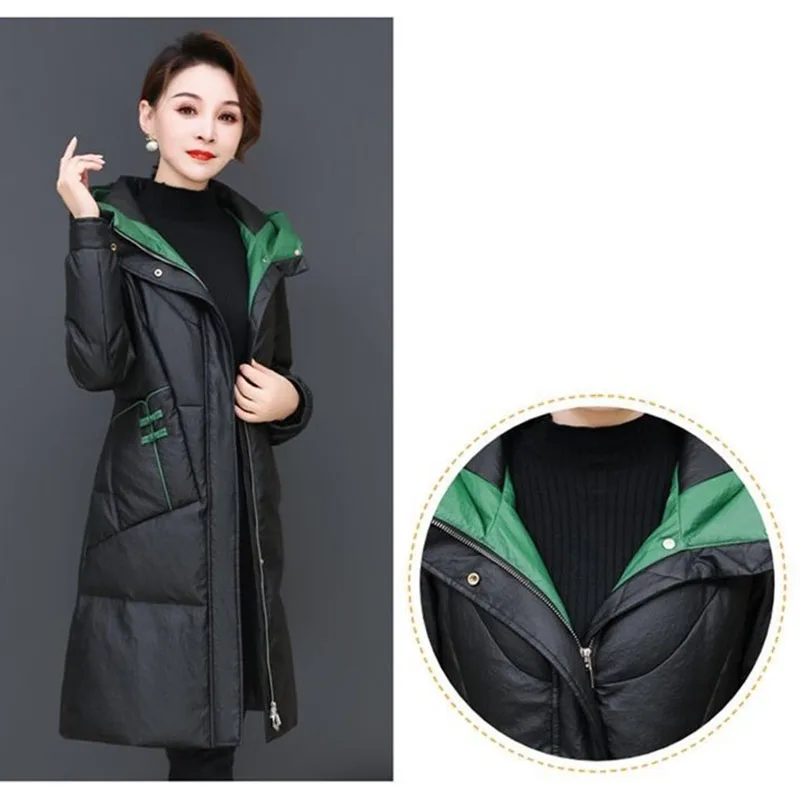 Women\'s Down Cotton-padded Coat 2025 Winter Thickening New Female Parkas Jacket Long Fashion Down Cotton Jacket Slim Overcoat