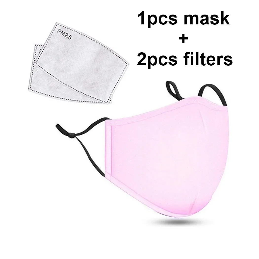 Cotton Black Mask Mouth Face Mask Anti Dust PM2.5 Mouth Mask Activated Carbon Filter Fabric washable Reusable