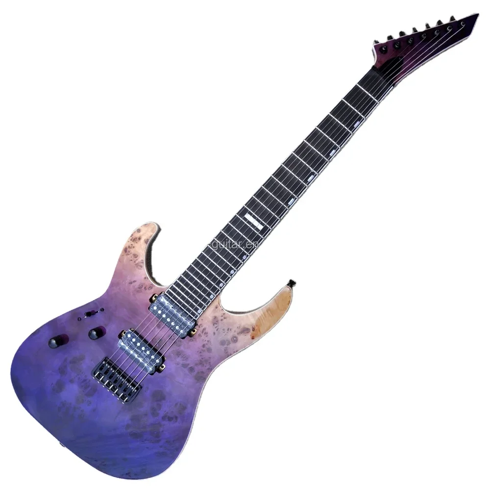 Flyoung Purple electric Guitar Factory High QUality Left Handed Neck Through Body Ebony Fretboard