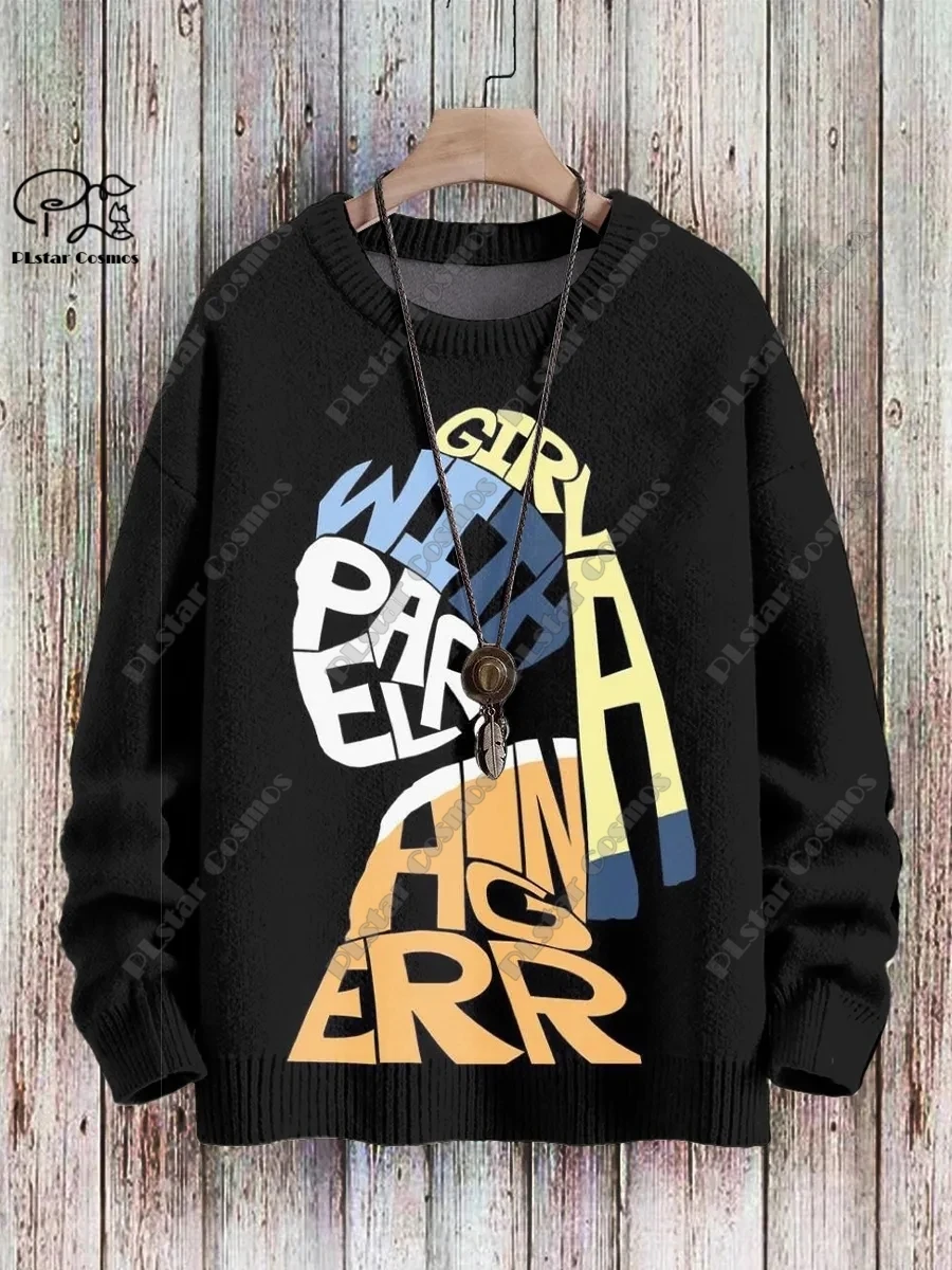 PLstar Cosmos new 3D printing retro pattern series Christmas warm ugly sweater street casual unisex winter sweater F-12