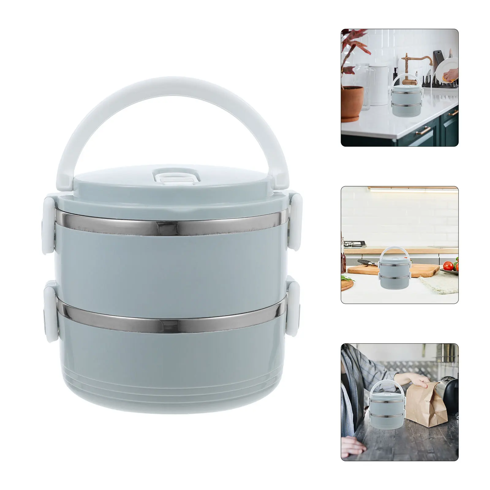 

Leakproof 2 Layer Bento Lunch Box Stainless Steel Container for Adult Student Office Outdoor Portable Food Holder