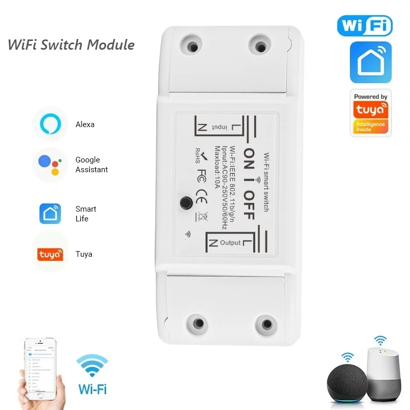 Tuya WiFi Smart Switch APP Wireless Controller Universal Breaker Timer Smart Life Work with LED Light Switch Alexa Accessories