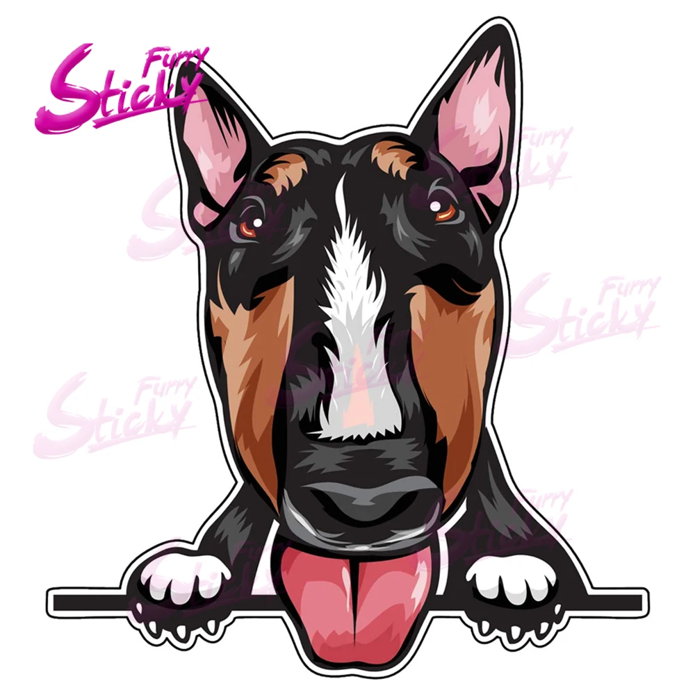 

Furry Sticky Bull Terrier Peeping Dog Car Sticker Decal for Bumper Helmet Trunk Laptop Motorcycle Decal