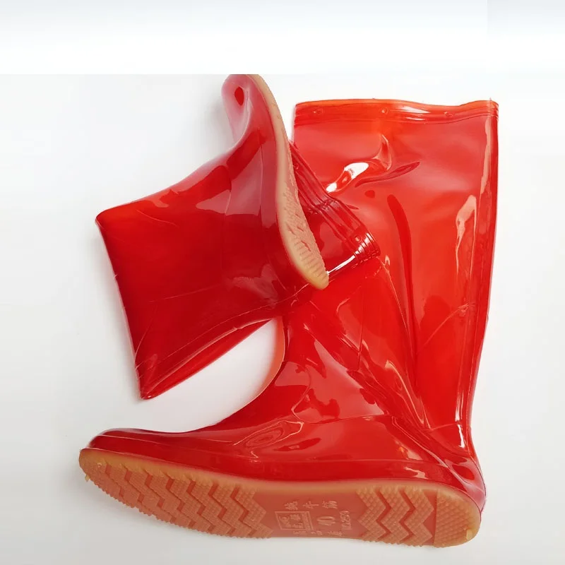 PVC Red Soft Cosplay Live Show Waterproof Rain Shoes Bottom Thick （1 to 2 size smaller attention when order)