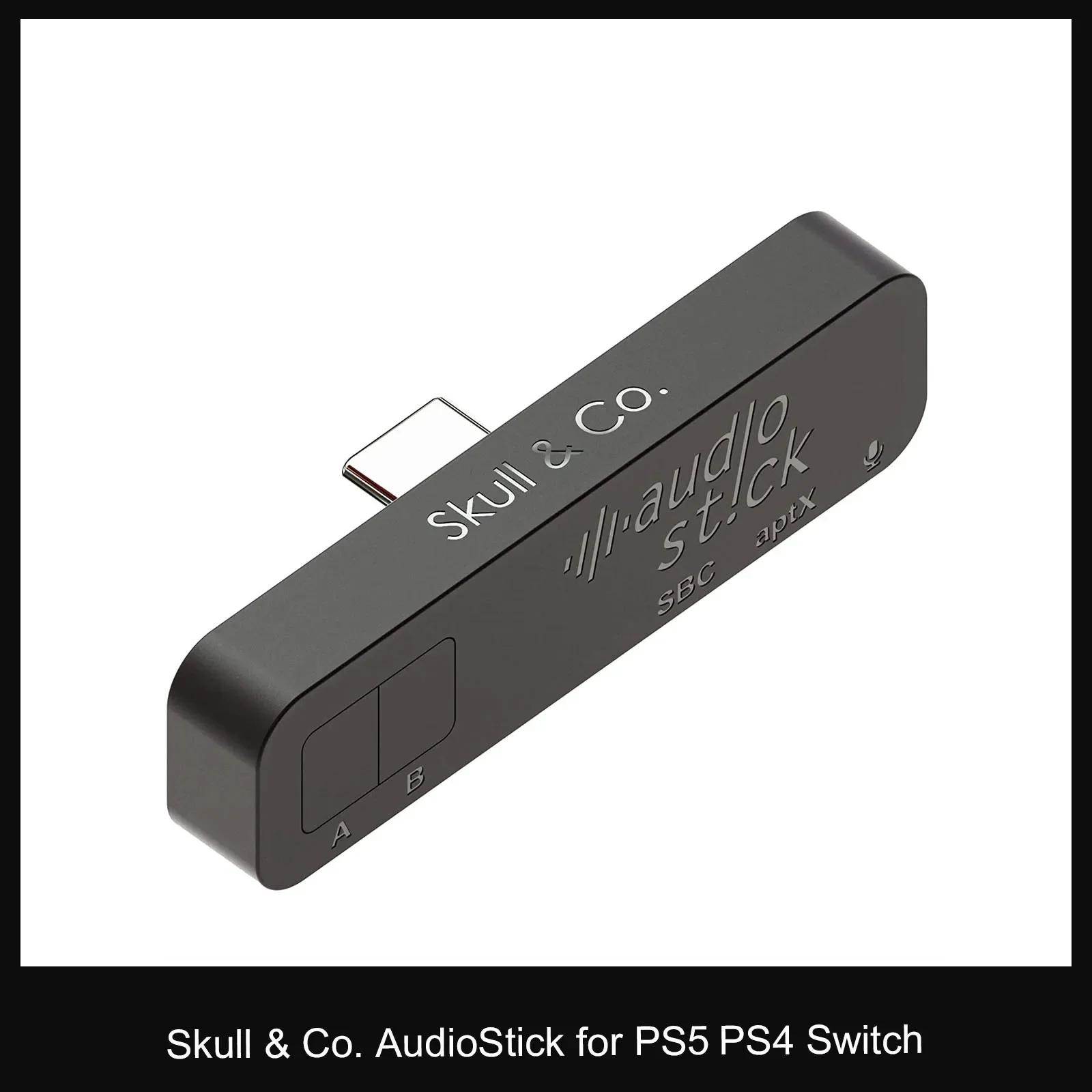 Skull & Co. AudioStick Bluetooth 5.0 Compatible Wireless Audio Transmitter APTX LL Adapter for PS5 PS4 Nintendo Switch