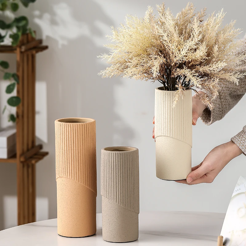 Nordic Morandi ceramic vase home decoration simple bed and breakfast set bedroom living room water flower arrangement