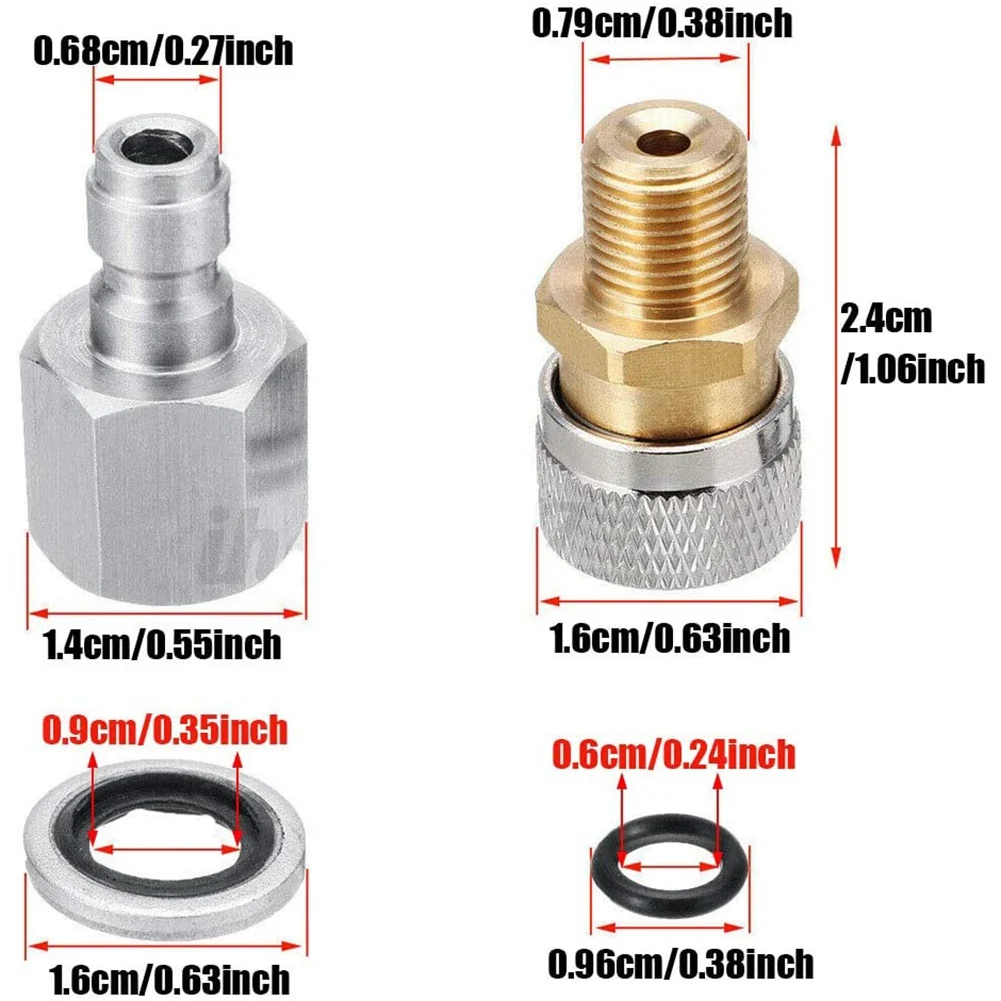 A83Z 1/8 Quick Change Coupling Connections Charging Adapter Kit, Stainless Steel PCP Air Charging Quick Change Adapter