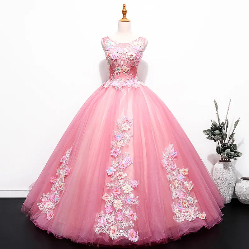 

GUXQD Pink Ball Gown Quinceanera Dresses Appliques Tulle Prom Birthday Party Gowns Formal Occasion Vestido De Noche