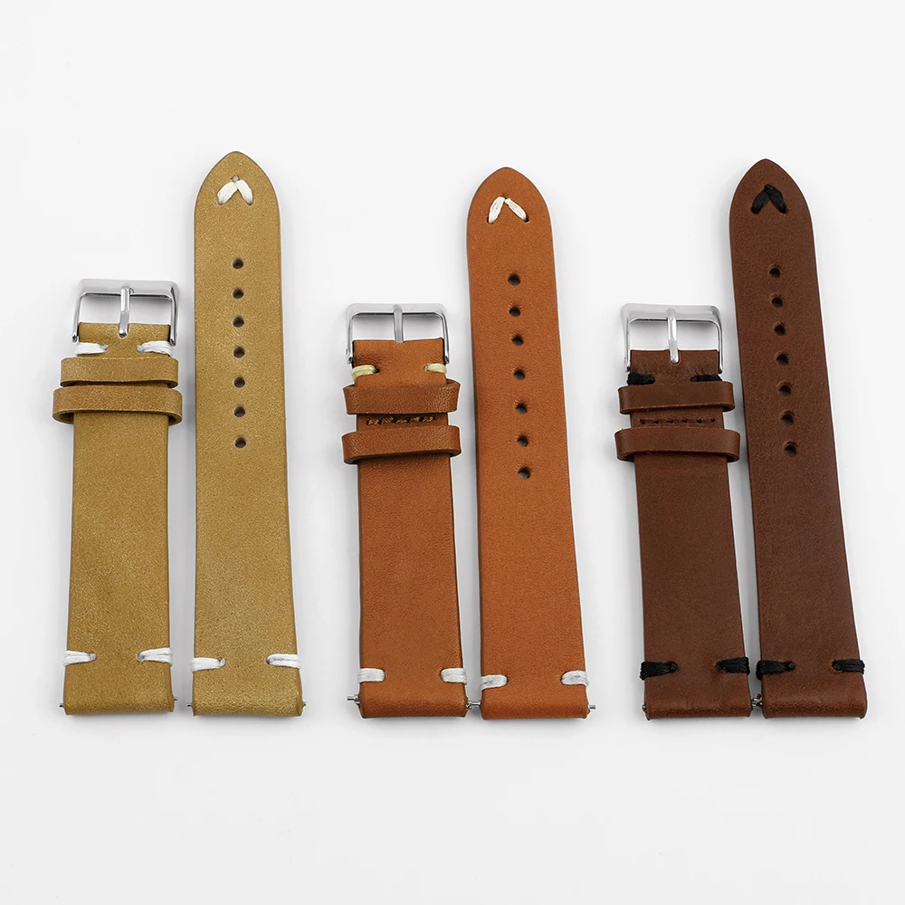 

Vintage Premium Genuine Leather Watch Strap 16/18/20/22/24mm Watch Band Handmade Stitching Quick Release Bracelet for Men