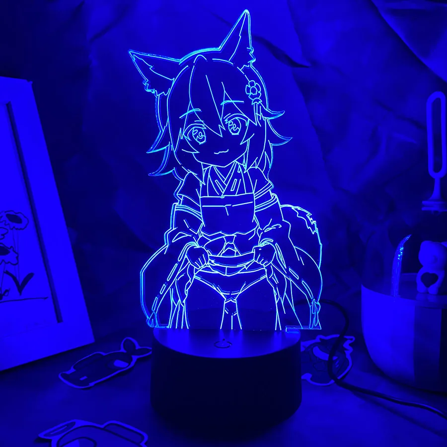 Anime The Helpful Fox Senko San 3D LED Neon Nightlight Birthday Gift for Friend Otaku Bedroom Decor Manga Lava Lamp No Senko San