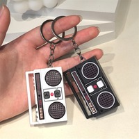 Funny Mini Radio Recorder Keychain Pendant Vintage Cassette Player Music Box Toys Creative Classical Bag Ornaments Keyring Gift