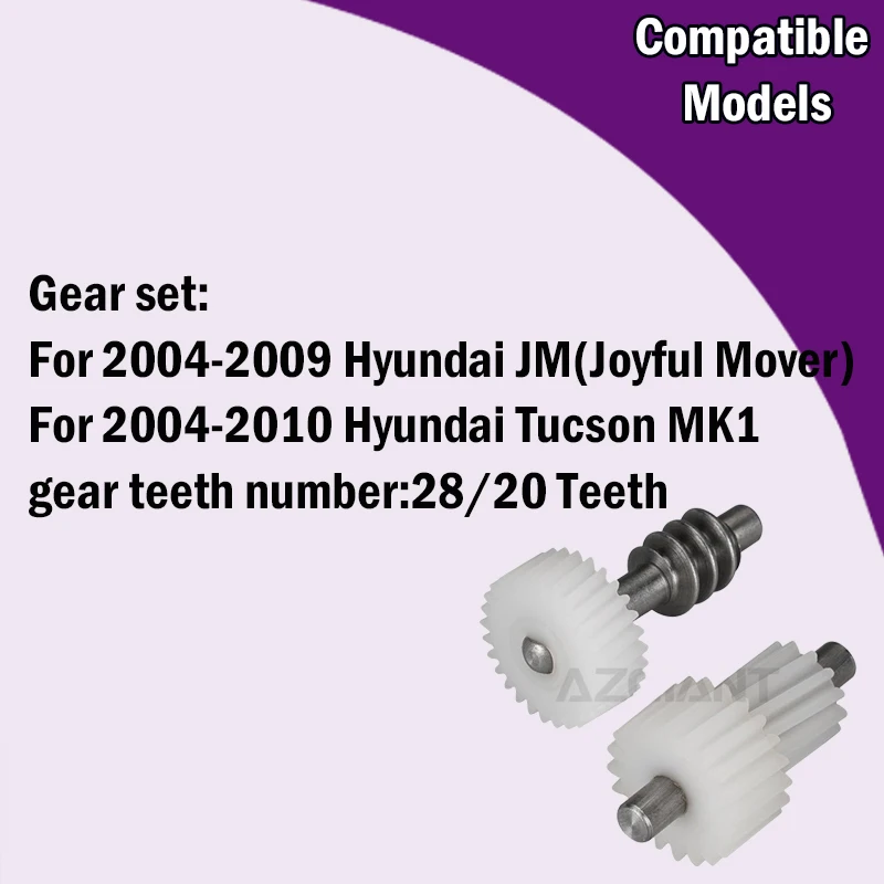 

AZGIANT Car rear view mirror Engine motor plastic/metal 28/20T gear parts For Hyundai JM(Joyful Mover)/Tucson MK1 2004-2009/2010