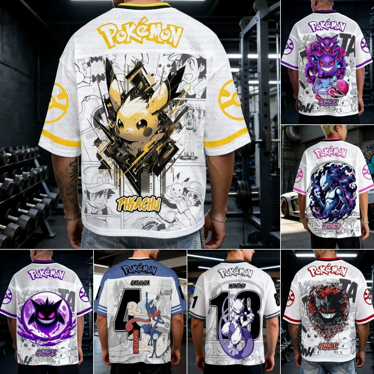 Camiseta de Béisbol con Temática de la Serie Pokémon Verano 2026, Impresión 3D, Transpirable, de Secado Rápido, Manga Corta, para Adultos y Niños