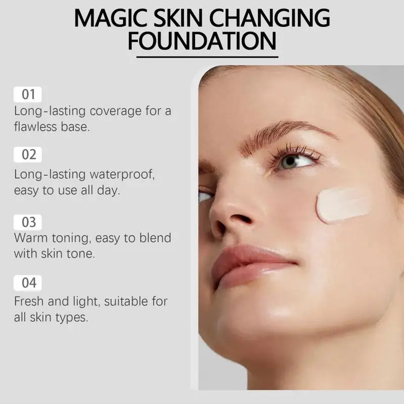 Color Changing Foundation Full Coverage Face Foundation Makeup Long-lasting Natural Skin Liquid Foundation For Various Skins