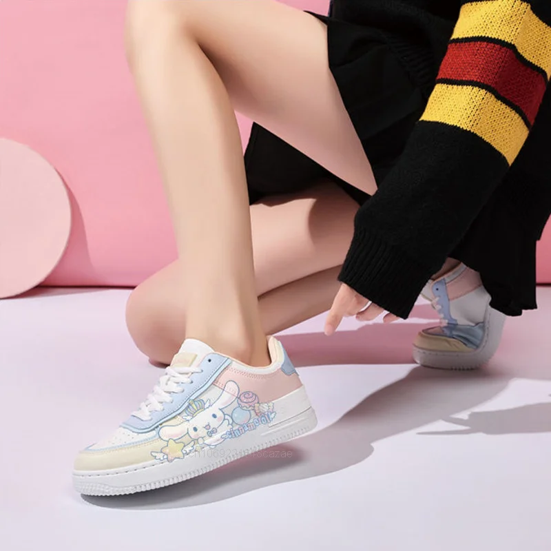 Sanrio Kawaii Cinnamoroll Sneaker Cute Cartoon Melody kobiety buty deskorolkowe nowy prezent dla słodkiej dziewczyny oddychające buty na co dzień