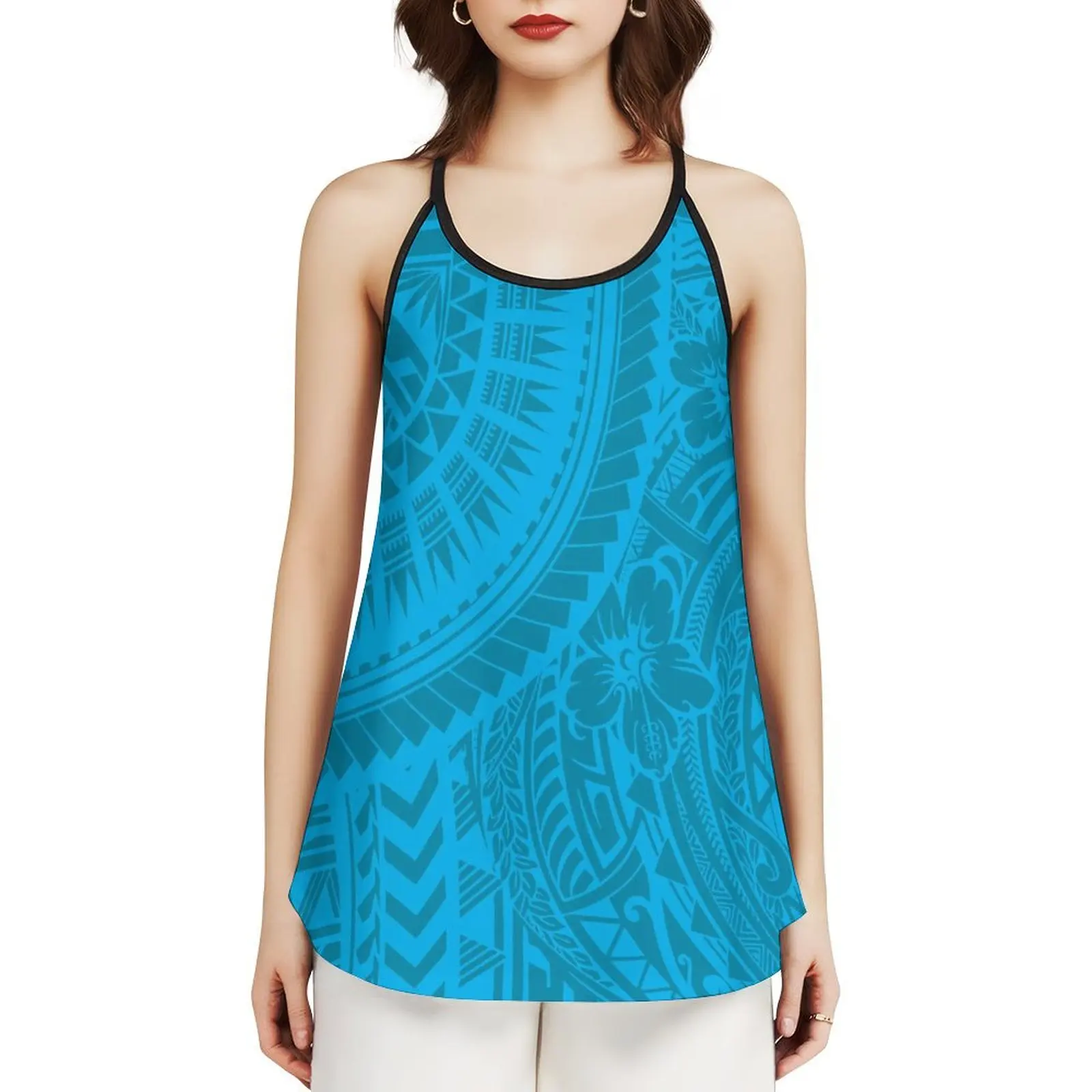 Samoa Design Women Summer Comfort Top Vest Polynesian Classic Women Custom Micro Elastic Comfort Fabric