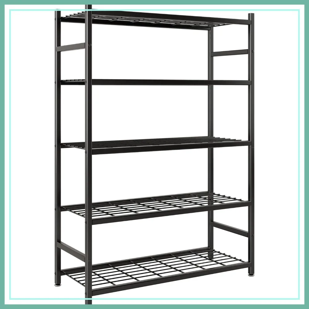 

5-Tier Storage Shelves with Adjustable Feet, 36.4"x11.8"x68.3" Metal Shelving Unit for Garage, Kitchen, Pantry, Closet Organization, Black