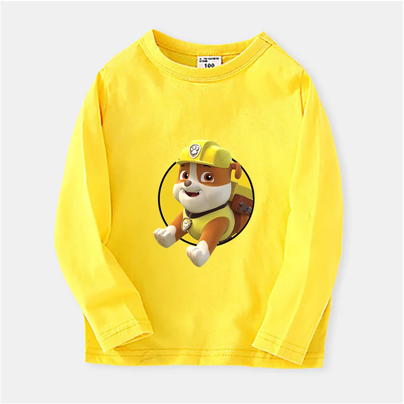 Paw Patrols Series T-shirt Long Sleeve Cute Chase Print Tops Cartoon Rubble Skye Clothes Spring Funny Birthday Gifts view 5