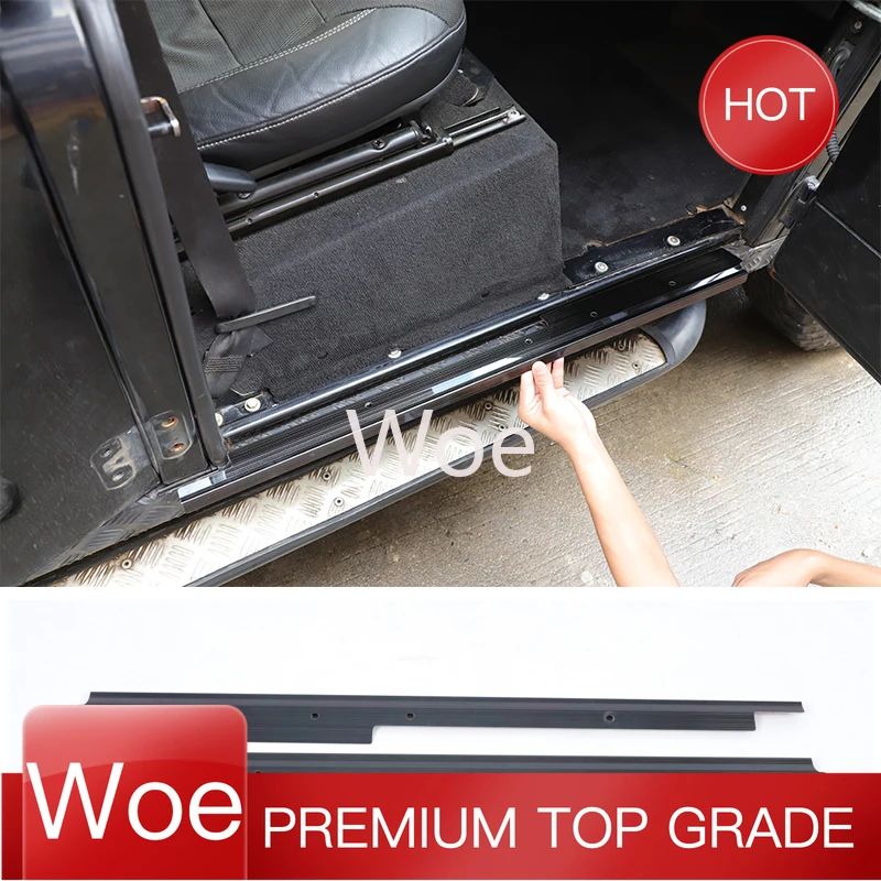 WoeFor Protector de estribo interior para Land Rover Defender 2004-2018, placa de protección, pedal de bienvenida automático, piezas de automóvil, acero inoxidable, negro, 2 piezas
