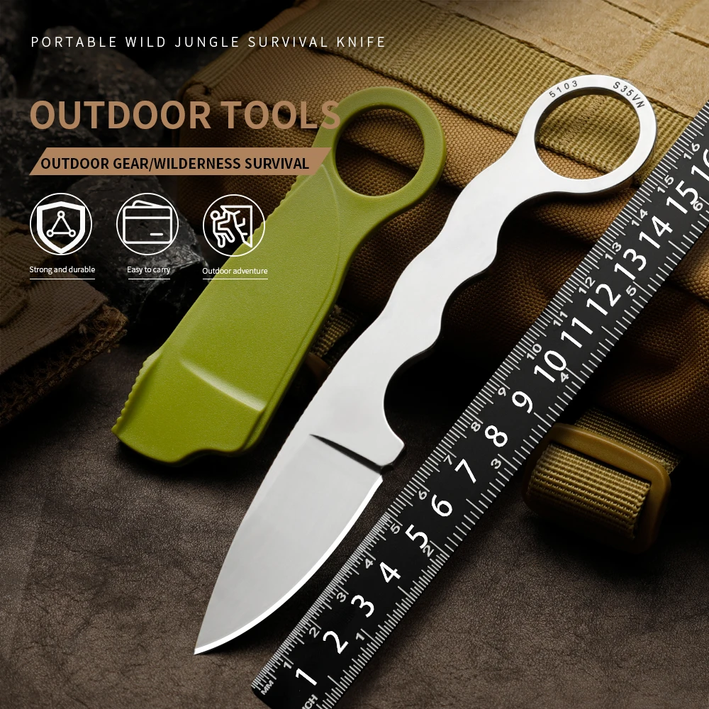 

5103 all-steel straight knife, fixed blade with sheath, small knife, camping knife, hunting knife, fishing self-defense tool