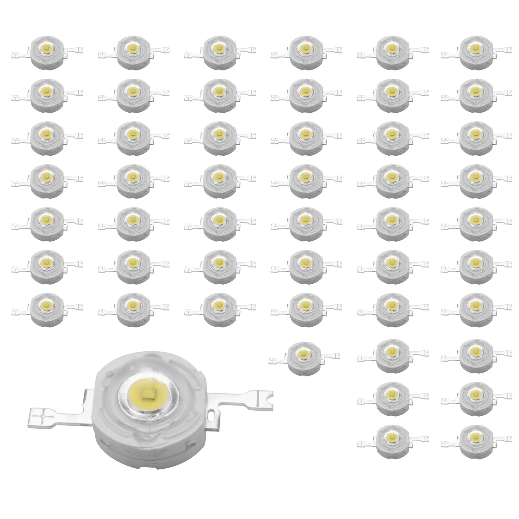 다이오드 고전력 냉각 백색 LED 비즈, 1 와트 램프 칩, 3V-3.4V, 50 개, 1 W