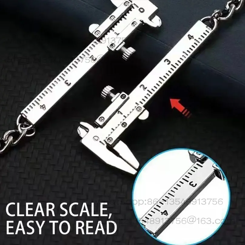 Zinc‑Alloy Mini Vernier Caliper Keychain Portable Measuring Tool Metal Pendant Gift 0-40mm