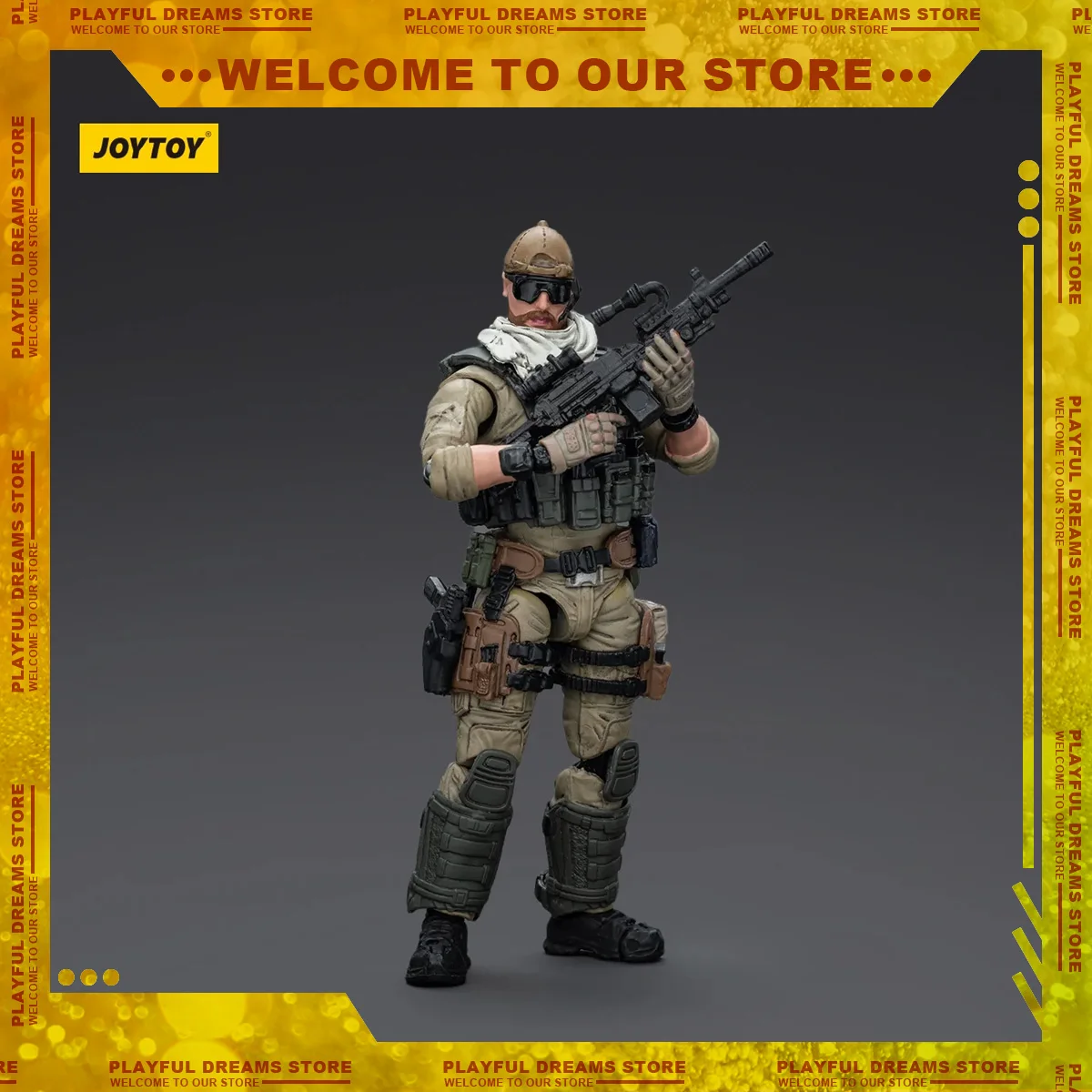 JOYTOY 1/18 U.S.Army Delta Assault Squad Action Figure Ondersteuning Gunner Breacher Sniper Machine Gunner Model Decoratie Ornament