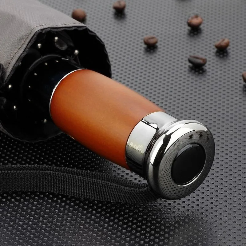 10 عظام من البلاستيك الأسود مظلة مشمسة أوتوماتيكية بالكامل حماية من الشمس مضادة للأشعة فوق البنفسجية للرجال مظلة هدية للأعمال الراقية