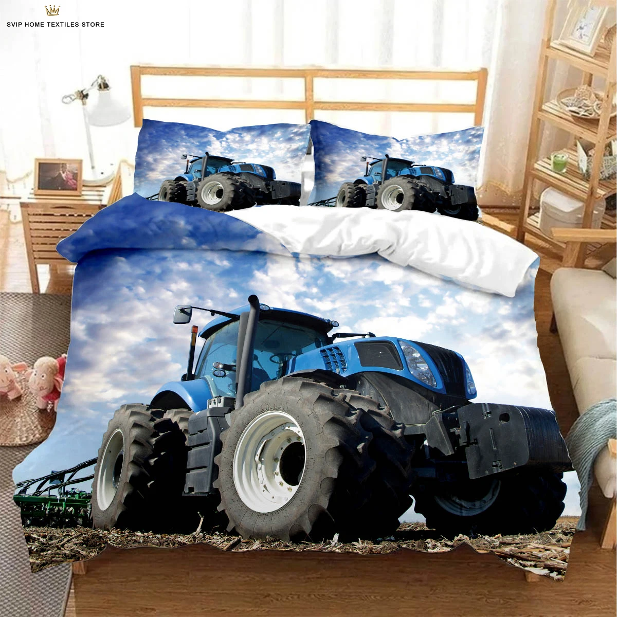 

Farm Car Cool Tractor 3D Printed Quilt Cover 100% Polyester Machine Washable Duvet Cover Bedding Set Quilt Cover Pillowcase