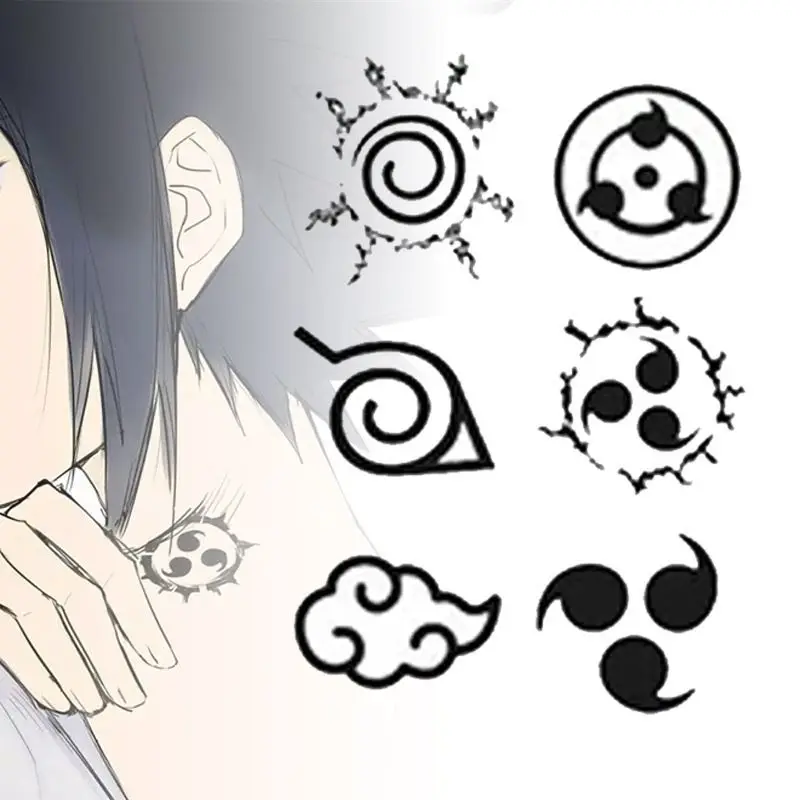 Autocollant de tatouage Anime Naruto pour hommes et femmes, tatouages temporaires de Cosplay Ninja, Art imperméable, bande dessinée, bras, corps, jouets autocollants