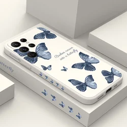 Red Blue Butterfly Phone Case For Samsung Galaxy S25 S24 S23 S22 S21 S20 Ultra Plus FE S10 S9 S10E Note 20 ultra 10 9 Plus Cover