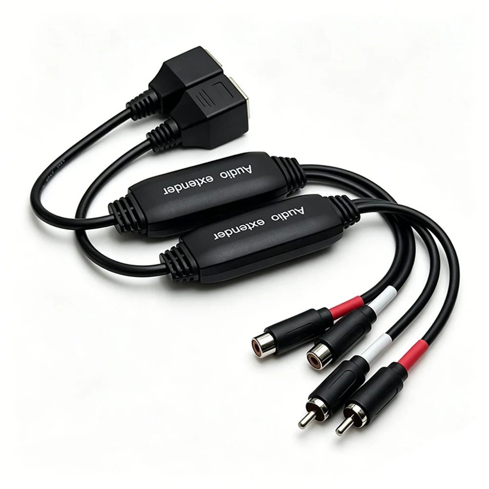 a60i-100mオーディオエクステンダー-赤と白のオーディオ-rj45ネットワークケーブルエクステンダー-100mプレーヤー拡張信号伝送