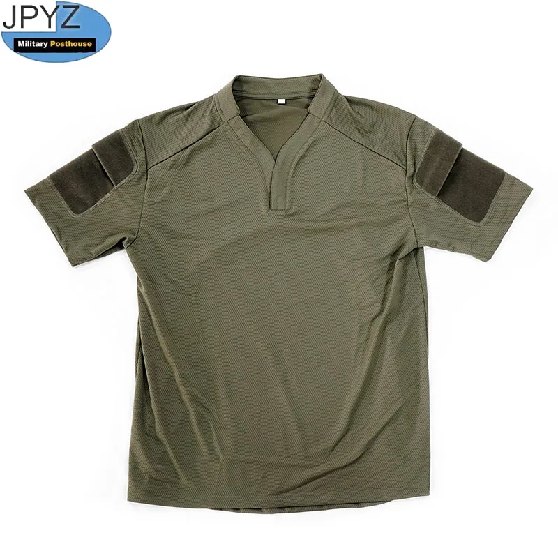 Summer Velocity Style Quick Dry Tactical Short Sleeve T-Shirt Outdoor Sports Training V-Neck Top