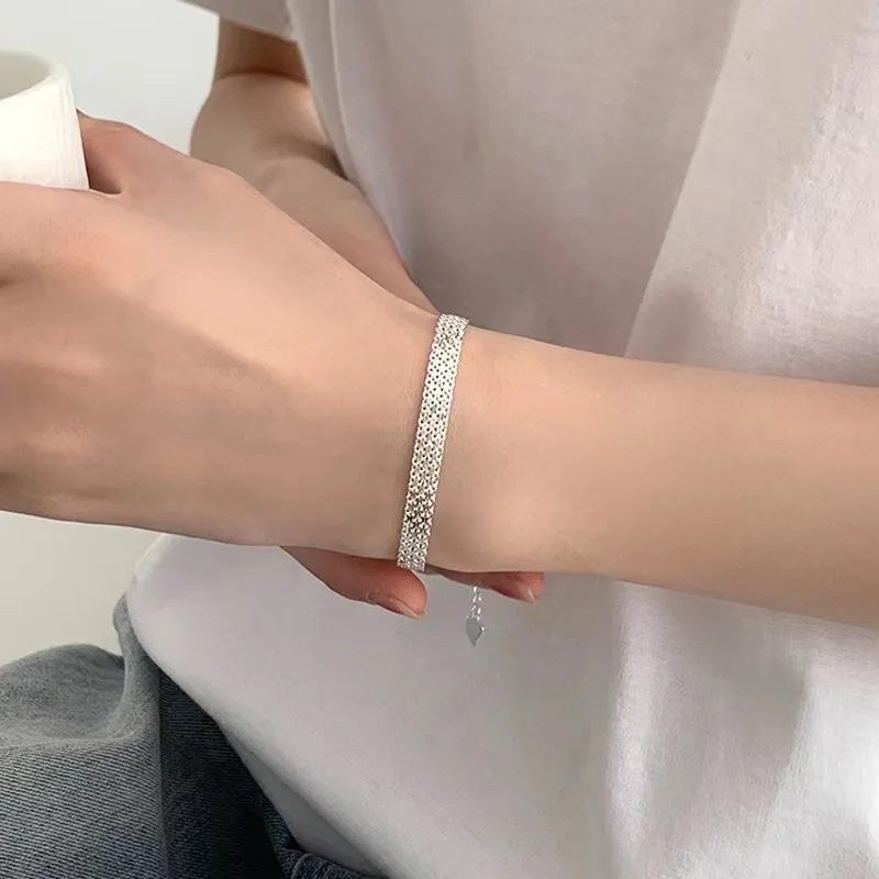 Hot 925 Sterling Silver Bracelets Mesh Chain for Women Men Wedding Lady Noble Pretty Jewelry Fashion Nice Chain 20cm 8inch
