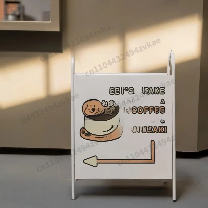 ShopsVertical Billboard Display Stand At The Door, Creative Storage Signs,Outdoor Mobile Floor Metal Standing Signs in Coffee