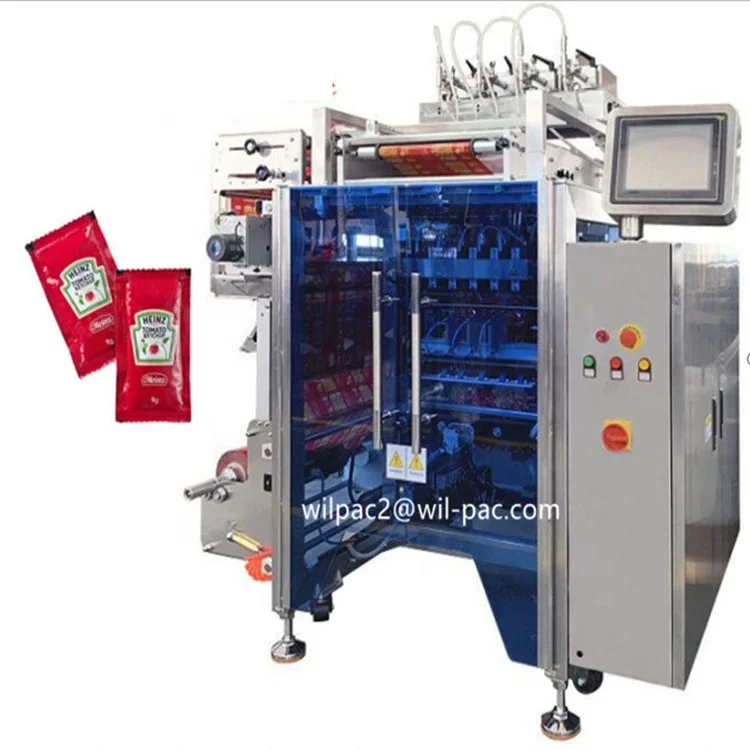 Automatic multilanes seal packaging packing machinery bag sachet juice sauce cream oil honey automatic liquid filling machine