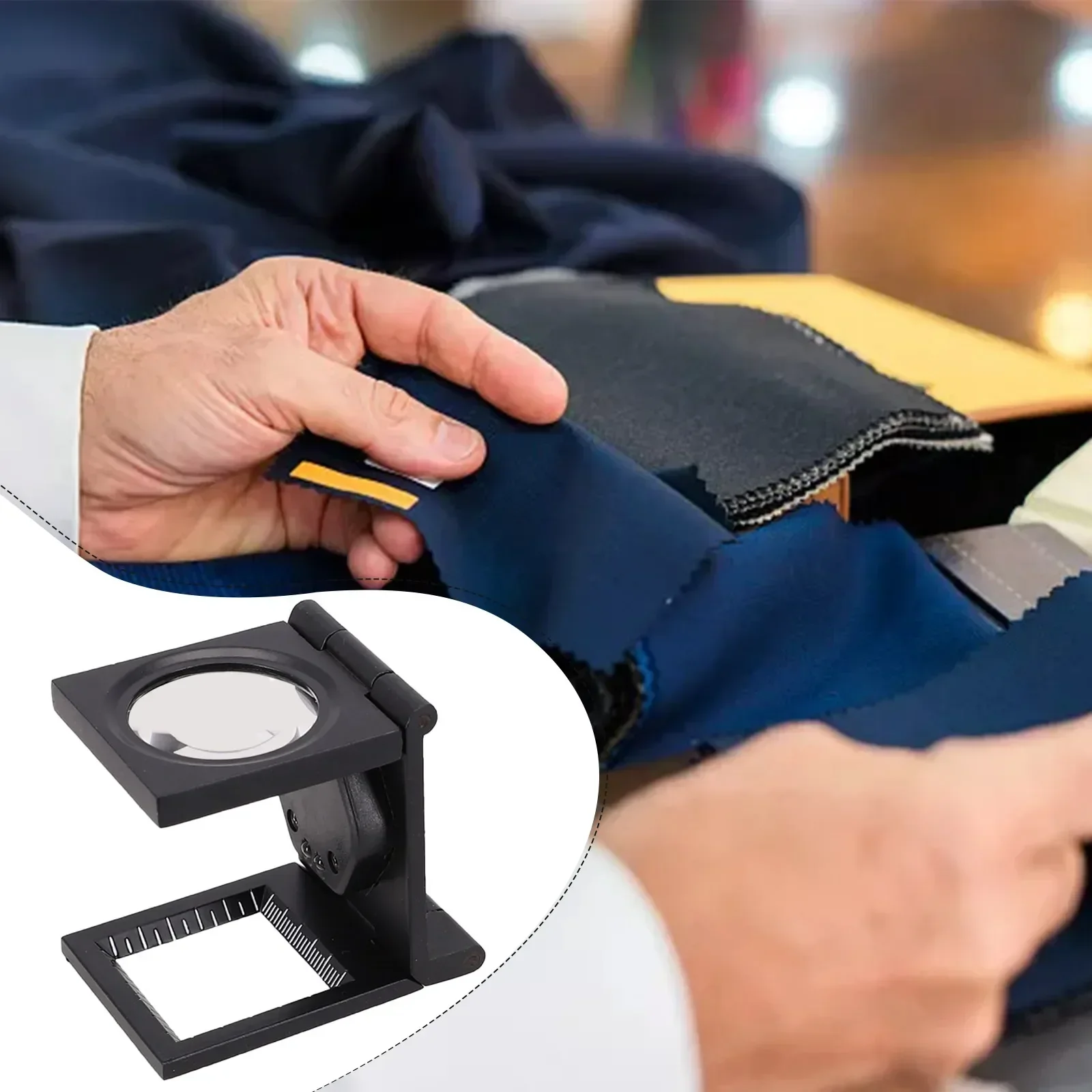 1pc 50x38mm Microscope Folding Magnifier Stand Loupe With Scale For Textile Optical Foldable Magnifying Glass Tool