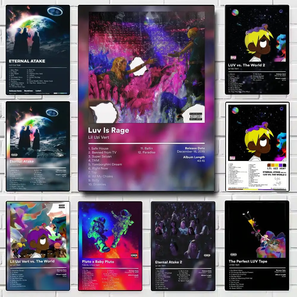Rapper L-Lil Uzi Vert Poster Modern Wall Art for Bedroom Living Room Cafe Bar Aesthetic Home Decor Gift