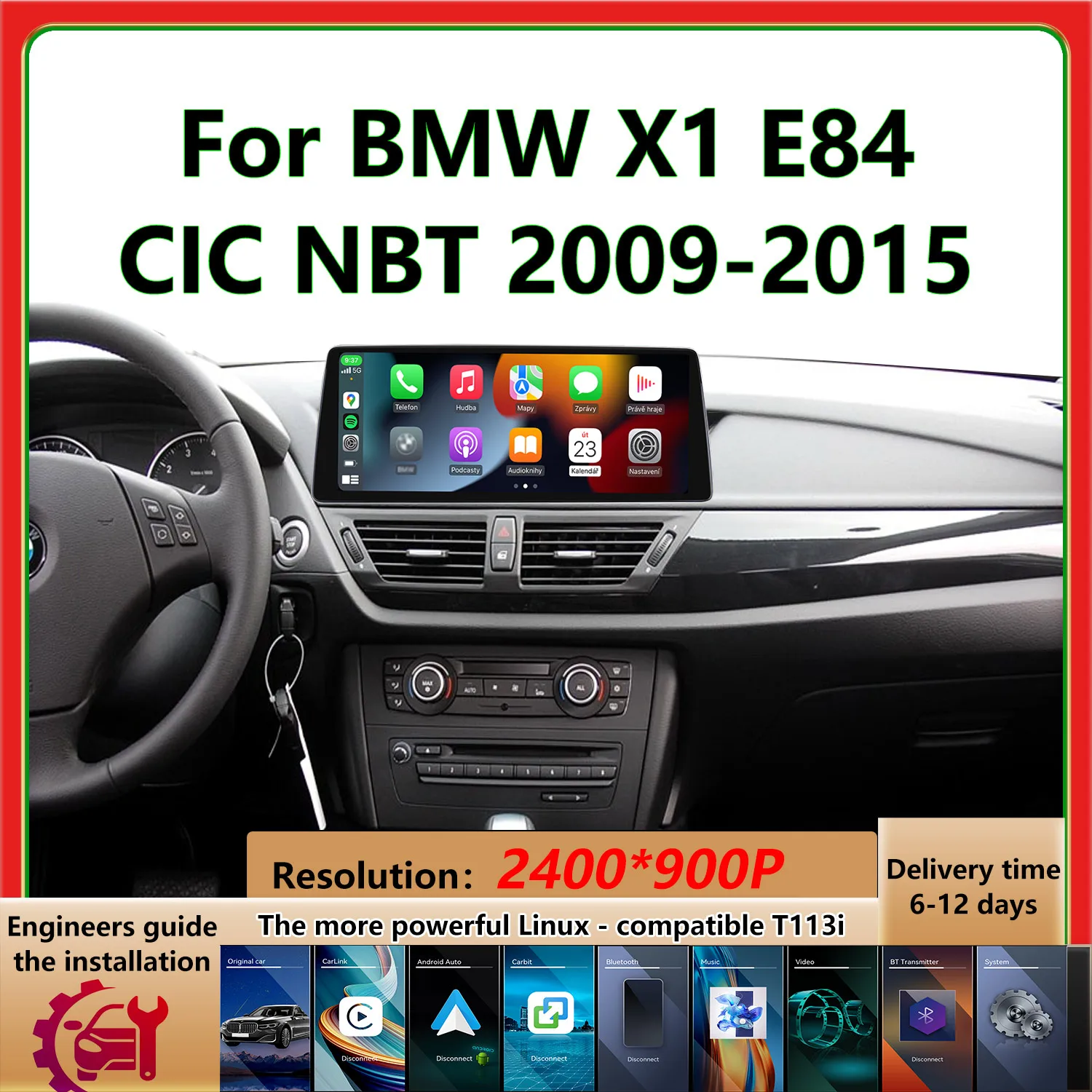 Upgrade 2400*900p For BMW X1 E84 CIC NBT 2009-2015 Car Multimedia Player hd Screen Wireless Carplay Android Auto car navigation