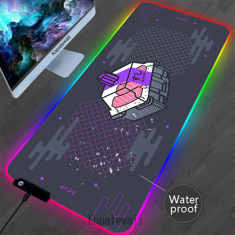 Tapis de souris RGB avec interrupteur LED Shoous, grand format, 900x400, étanche, pour ordinateur de bureau, gamer