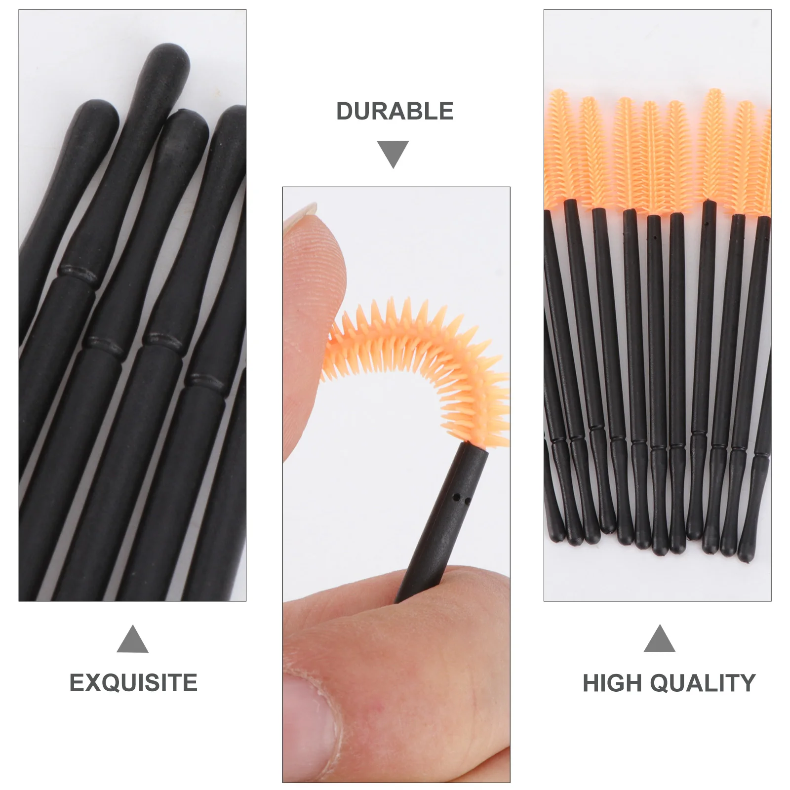 50 varitas de rímel con punta de silicona, cepillo de pestañas desechable, diseño compacto, fácil de llevar para uso en salón de viaje en casa, color rosa