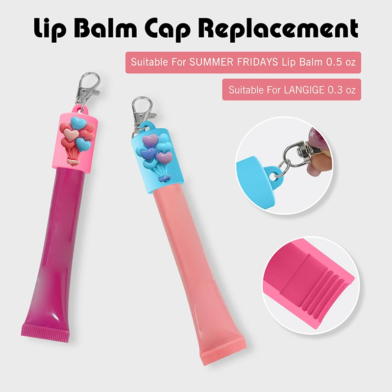 Portable Lipstick Bag Makeup Pouch Lip Balm Bag Keychain Holder Lipsticks Protective Cover Balloon Shape Cap For Lipgloss Balm