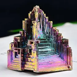 Natural Bismuth Tower Metal Mineral Tower Point Pyramid Stones Gemstone Reiki Healing Meditation Collection Home Decor