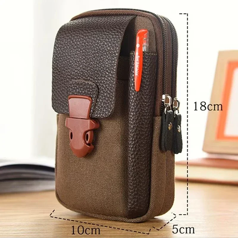 

Casual Male Zipper Men Waist Bags Small Solid Color Card Holder 4 Inch Phone Packs Belt Fanny Purse