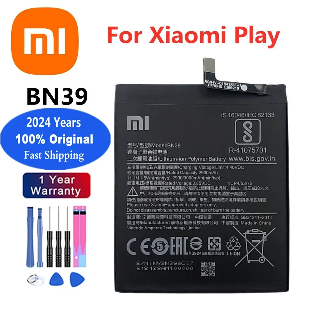 2024 Years Original Rechargeable Battery BN39 For Xiaomi Play MiPlay Mi Play 3000mAh Mobile Phone Batteries Bateria Battery