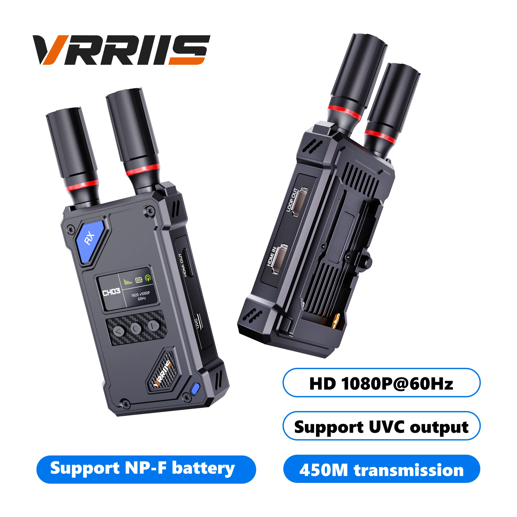 

Wireless Transmitter Receiver HDMI 450M Wireless HDMI Mobile to Screen with UVC LCD Screen for Camera PC Gaming Console TV Box